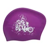 Fashion Silicone Swimming Cap Waterproof Long Hair Women Female Flower Printed Swim Pool Bathing Caps Hat Protect Ears Plus Size 4