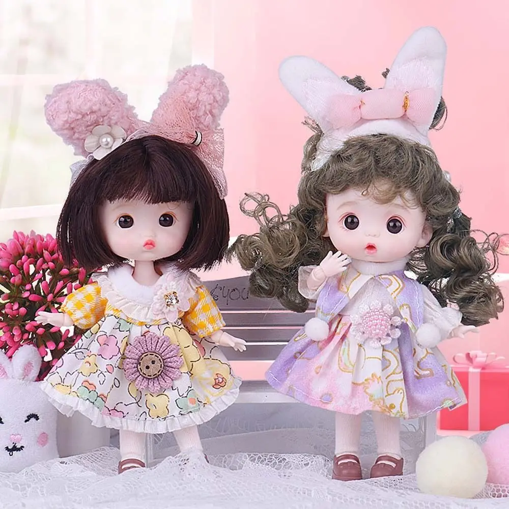 

12cm Doll 13 Movable Joints Boys Girls With Clothes OB11 Doll Curly Short Fake Mini 1/12 Dolls Toy Girl Gift
