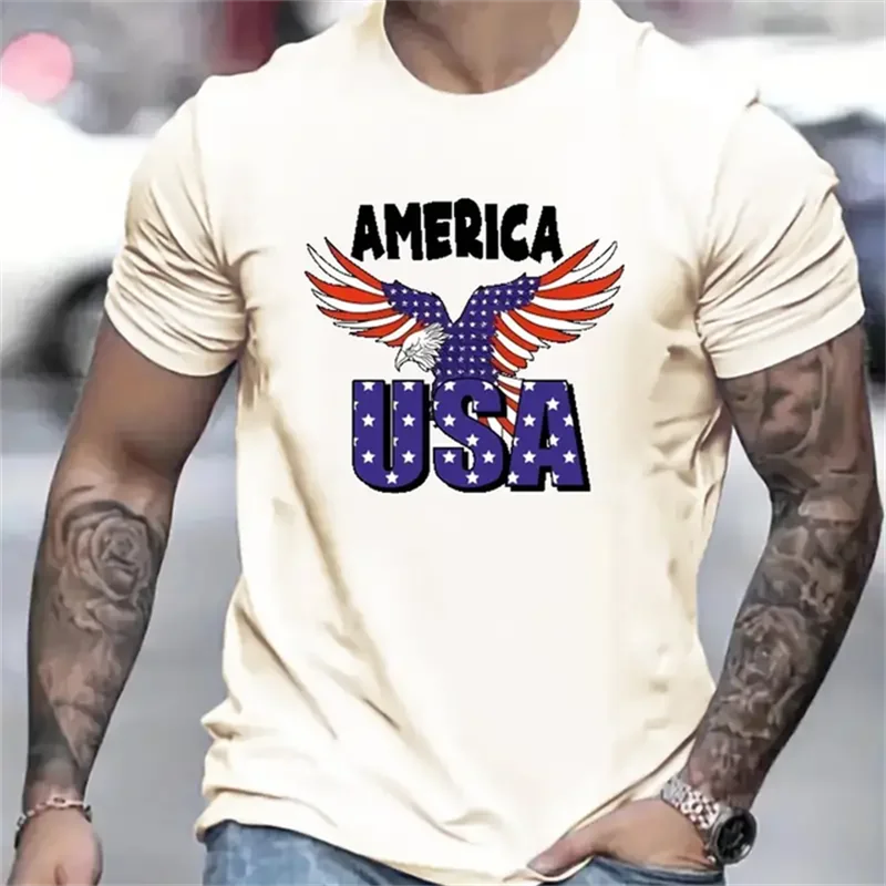 

Personalized American Eagle Harajuku Men T-shirt Fashion Hip Hop Street Clothing Summer Outdoor Leisure O-neck Short sleeved Top