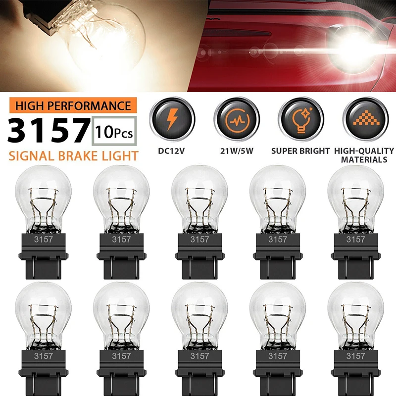 

10pc 3157 3057 3156 Automobile Clear Bulbs 3500K 12V White Car Lamp For Turn Signal Reverse Brake Parking DRL Light Bulbs Lamps