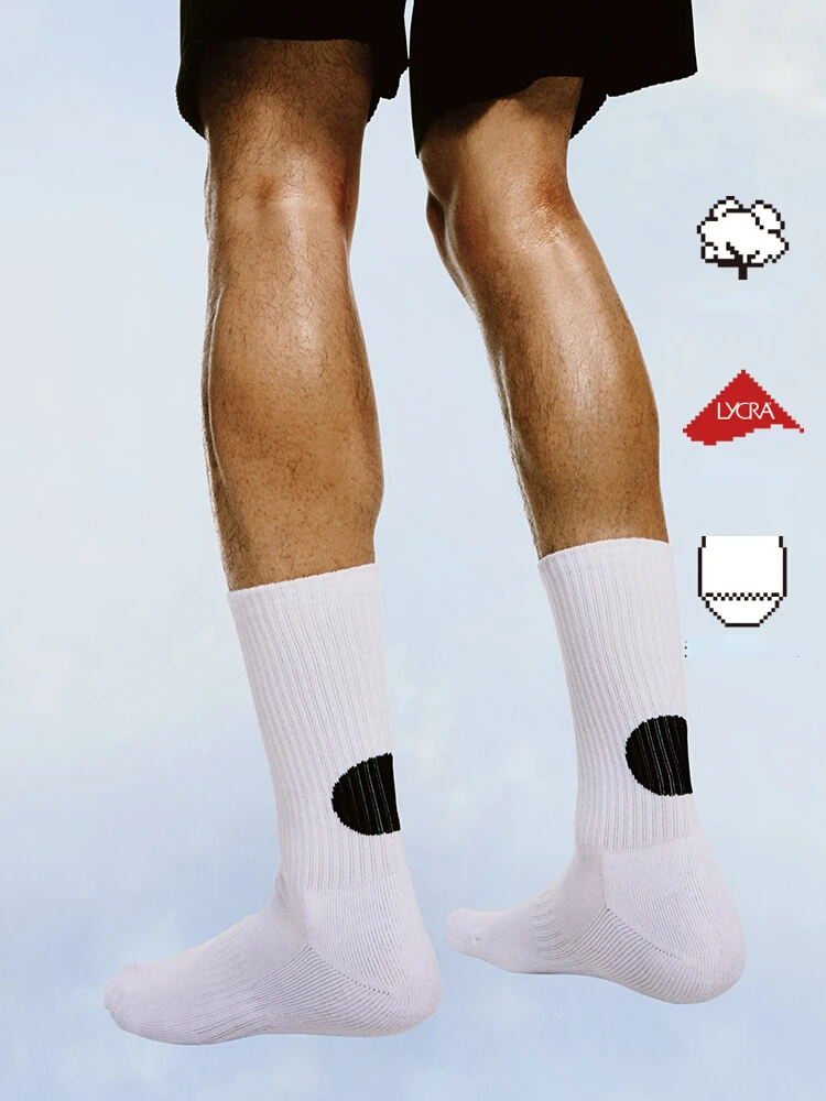 

SOX&CO. Original Cotton Thickened Towel Bottom Sports Men's Black Socks Fashion Middle Tube