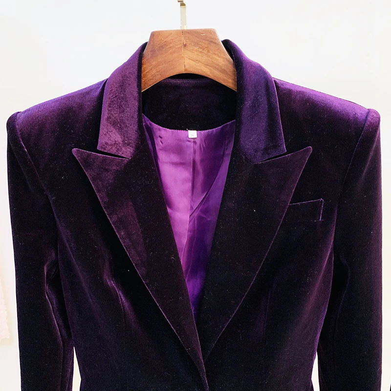 HIGH QUALITY Newest Fall Winter 2025 Designer Suit Set Women's Single Buttons Velvet Blazer Flare Pants Suit 4