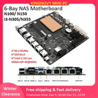 6-Bay NAS Motherboard N100 N150 i3-N305 N355 Intel 4x i226-V 2.5G LANs Mainboard 2*NVMe 6*SATA3.0 DDR5 Mini ITX PCIex1 Type-C 1