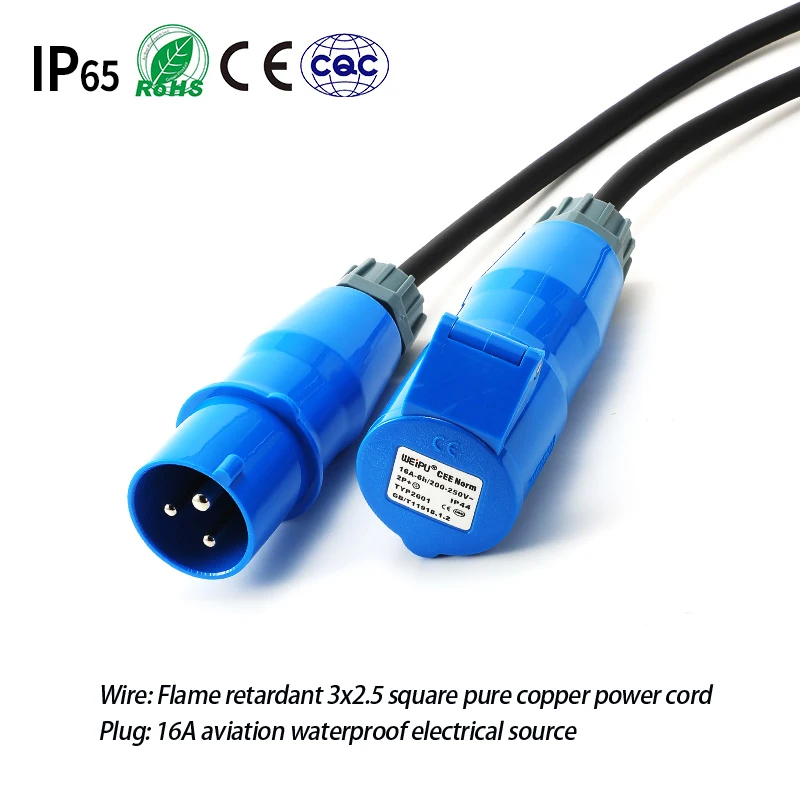20A Wasserdichter Luftfahrtstecker auf 10A Bakelit-Stecker Adapterkabel, 3x2,5mm² Flammhemmendes Stromkabel für Bühnenbeleuchtung/LED – Detail 20