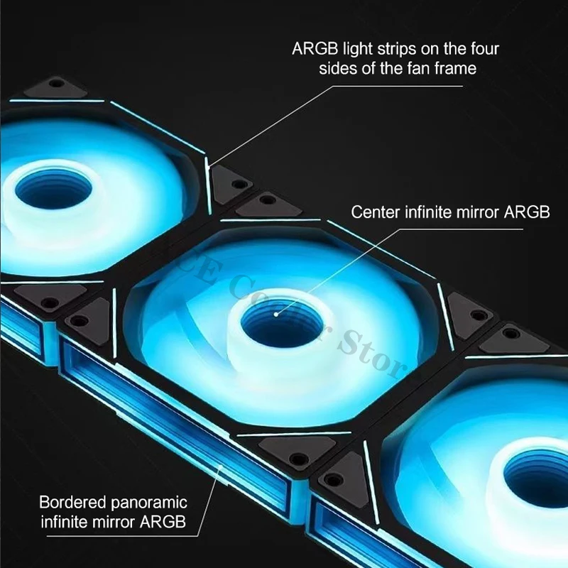 Uni Fan Sl120 com Espelho Infinito Efeito de Lâmpada Argb em Lâmina Reversa 3pin 5v Espaço Ilimitado Mute Watercooler Ventilateur - Imagem 4
