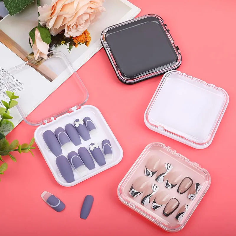 Press On Nail Packaging Boxes Double Sided Adhesive Nail Tape Acrylic Press On Storage Box 4 Colors 20pcs For fake nails false nails