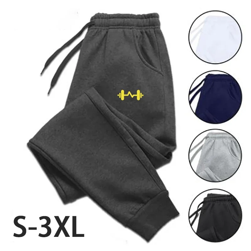 thumbnail image 1 of Pantalones de polar con estampado de auriculares para hombre, pantalón informal, con cordón, para correr, otoño e invierno, 2024, 1 of 4
