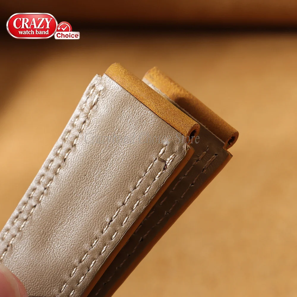 Vintage Leather Watch Band - 22mm Retro Cowhide Strap, Soft Business Style