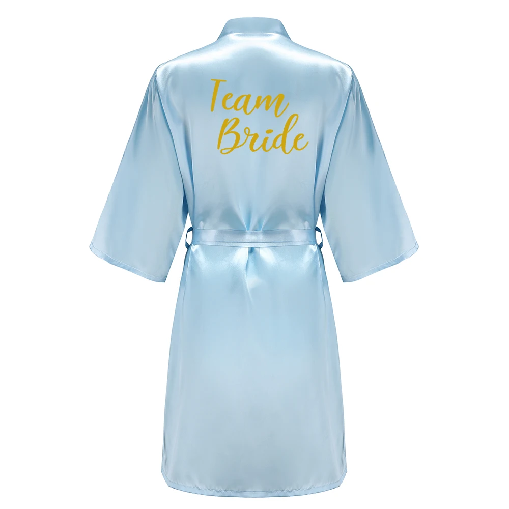 Women sleepwear bride robes Light Blue Bride Bridesmaid Wedding Robe Kimono Bathrobe Gown Nightgown Casual Satin Short Women Sexy Nightwear Sleepwear