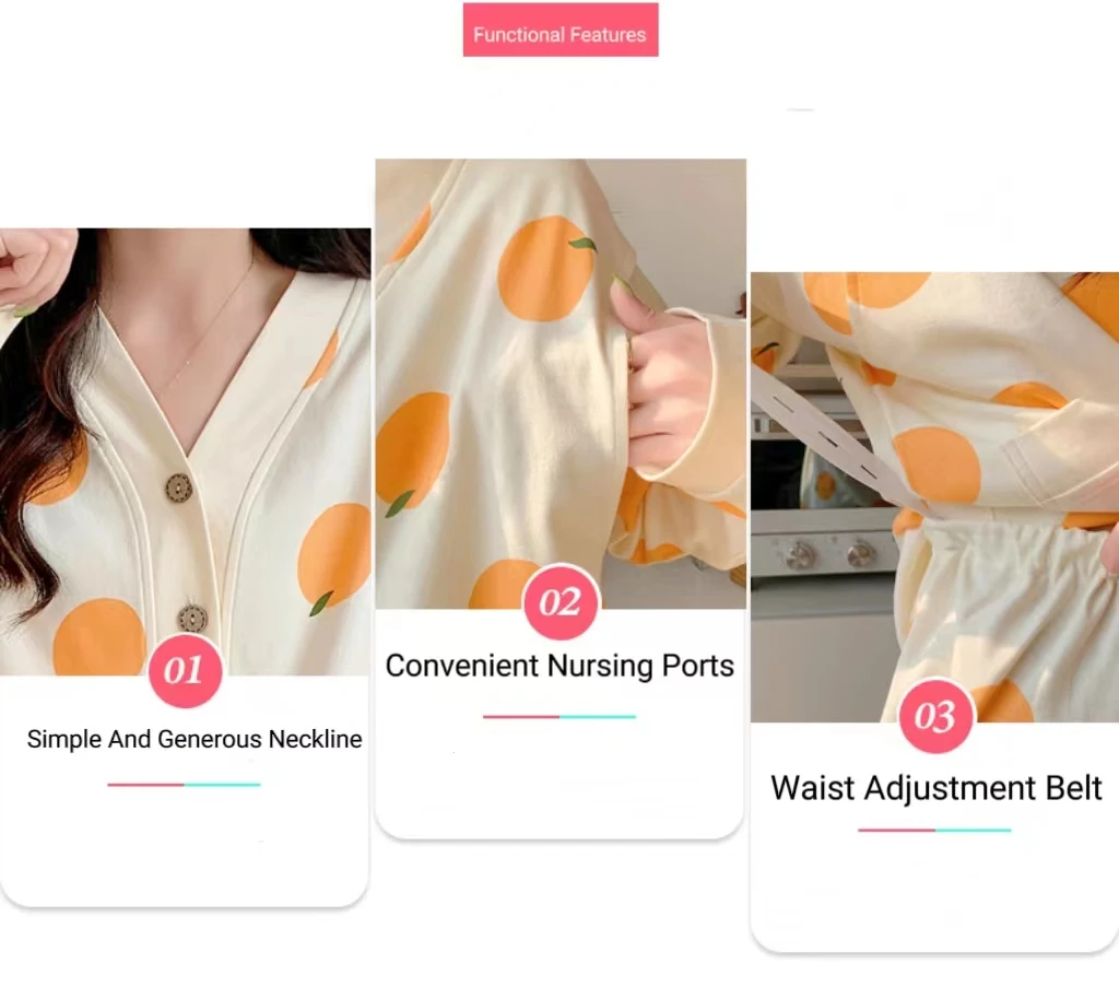 Maternity Pajamas Homewear Suit Nursing Pajamas Moon Clothes Spring and Autumn Cotton Monthly Clothing Summer Nursing Clothes cotton pajama set summer home clothes set maternity nightgown set