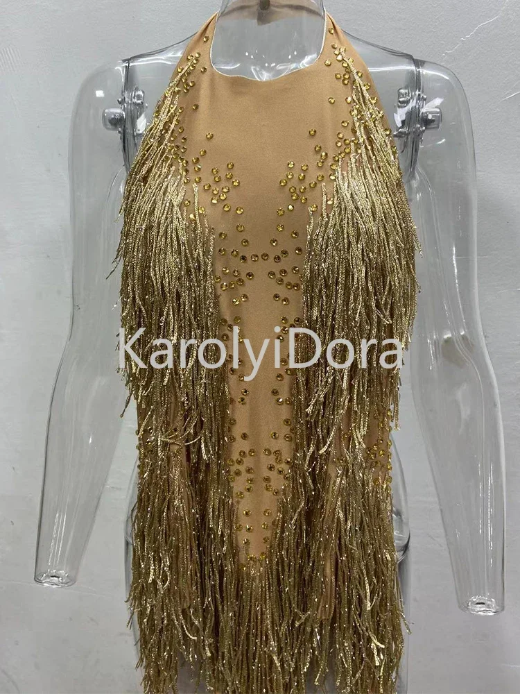 Sparkly Rhinestones Fringes Bodysuit Women Nightclub Outfit Glisten Dance Costume One-piece Dance Wear Singer Stage Leotard,rhinestones dress,dance dress,women costume set