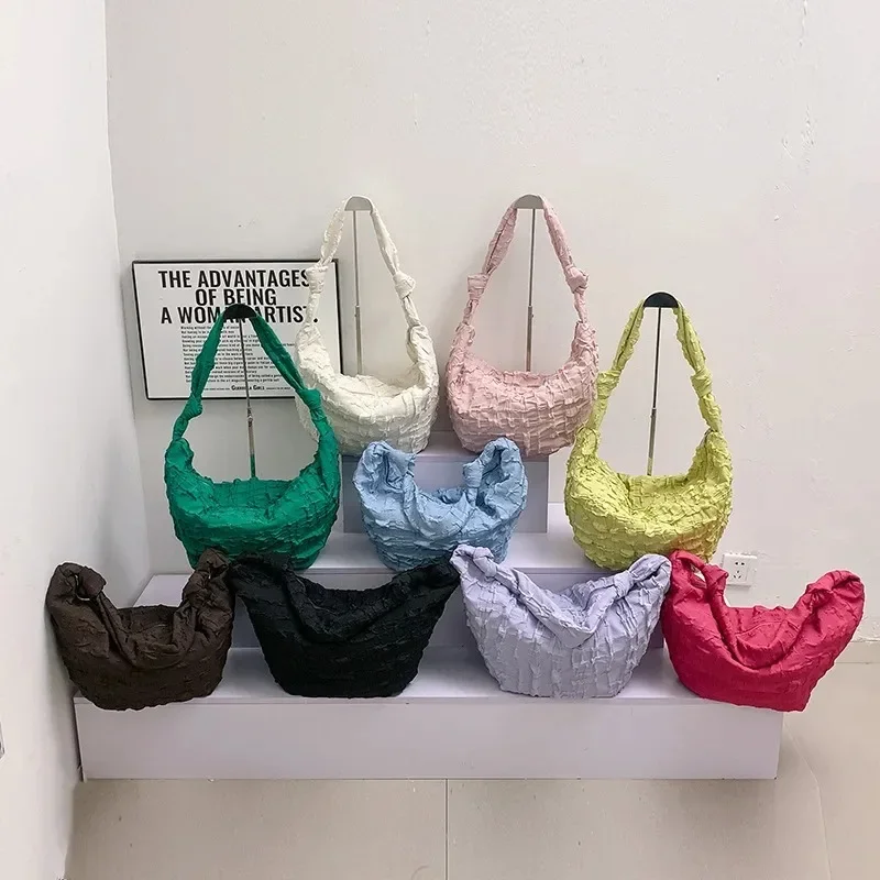 Casual Hobos Crossbody Bags Knotted Ruched Rubble Women Shoulder Bag Large Capacity Tote Female Purses 2023