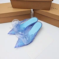 Offre spéciale brésil marque rétro dames bonbons diapositives femmes bout pointu sorcière pantoufles à talons bas fille demi-paquet chaussures parfumées SM311 5