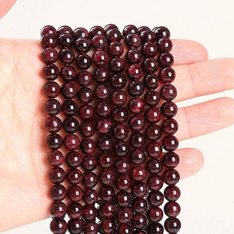 1A Natural Stone Dark Red Garnet Bead Round Loose Spacer 4 6 8 10mm Pick Size For Jewelry Making Diy Necklace Bracelet Accessory 6
