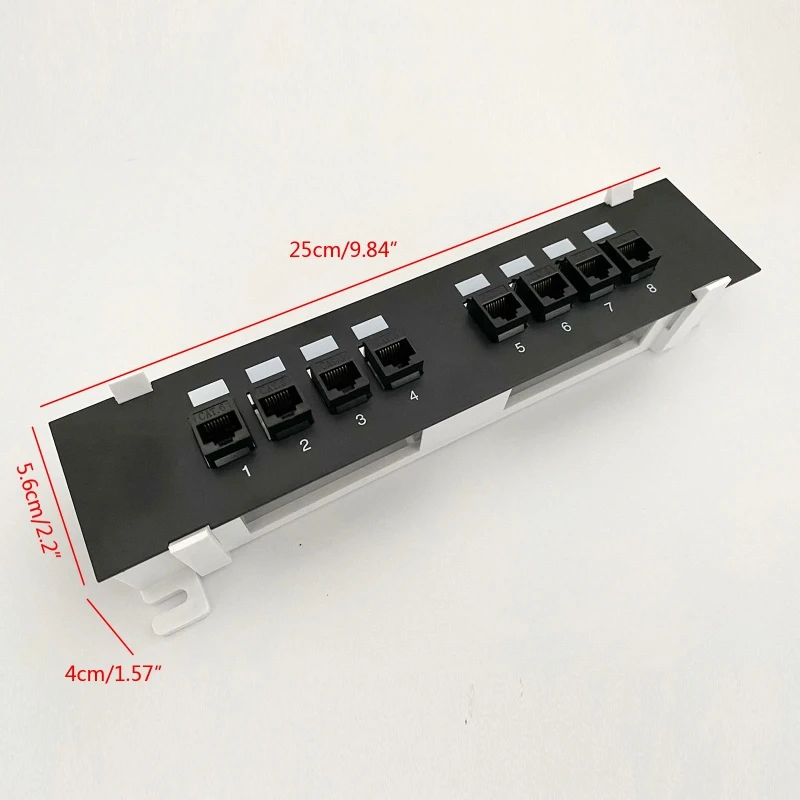 8-Port Cat6 Network Patch Panel with Wall Mount Bracket RJ45 Insert Keystone Gigabit LAN Coupler Plug Frame B0KA