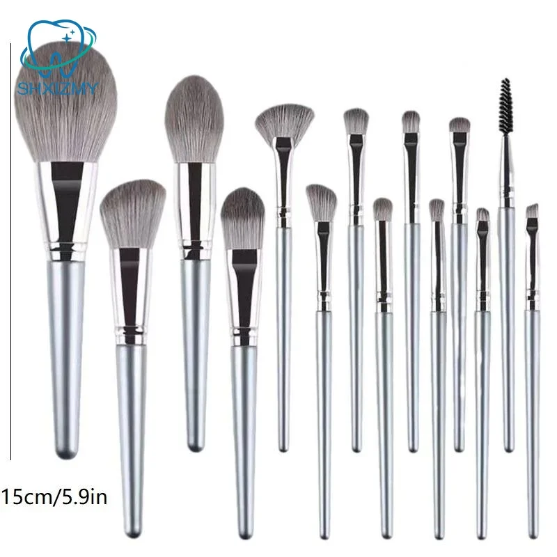 Set di pennelli per trucco ultra morbidi da 14 pezzi Pennello per ombretto in polvere sciolta per viso intero con setole morbide Pennello cosmetico professionale - immagine 5