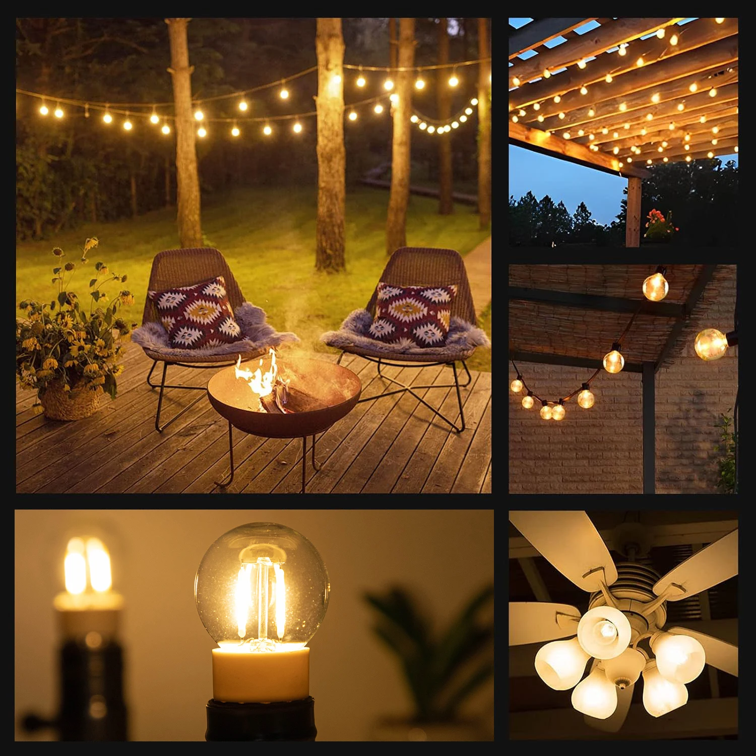 G40 Led Bulb E14 220V Replacement 1.5W Dimmable Warm White Vintage Outdoor Pendant String Light Bulbs Decoration Filament Lamp