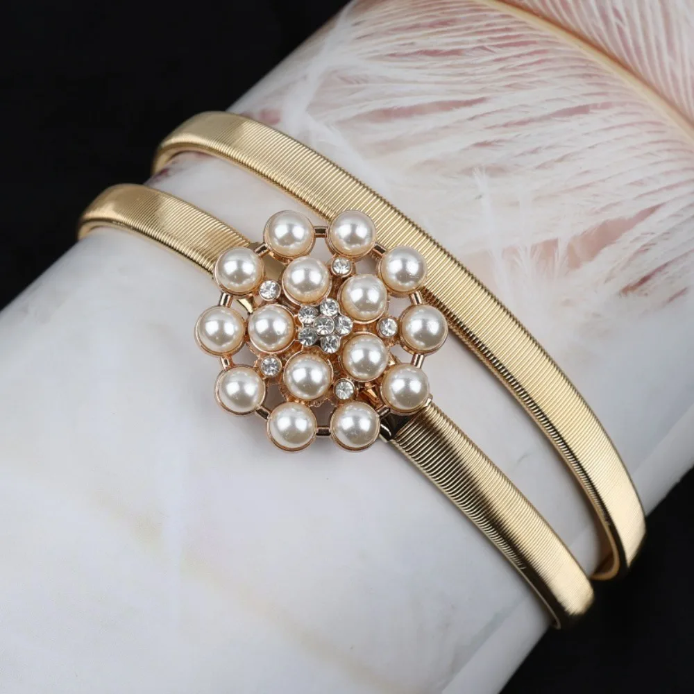 Elegant Gold and Silver Leaf Elastic Waist Belt