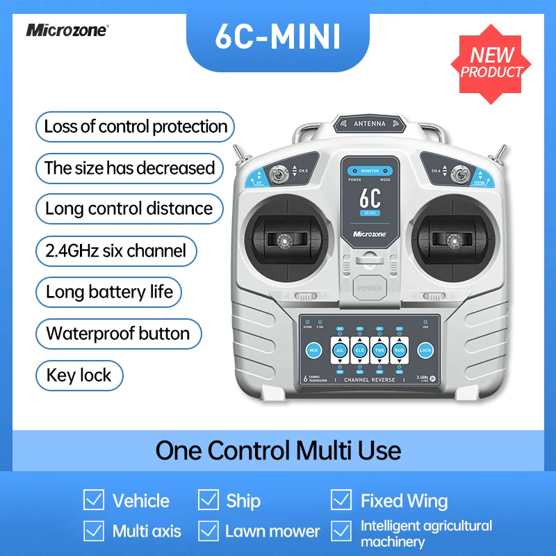 MicroZone MC6C 2.4G 6CH Controller Transmitter Receiver Radio System for RC Airplane Drone Multirotor Helicopter Car Boat 2