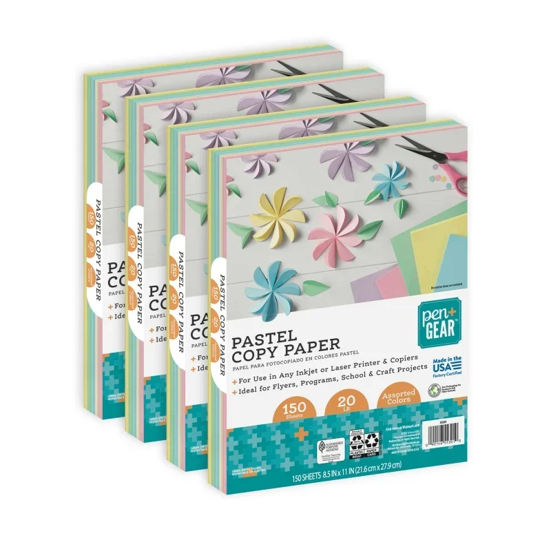 

Копировальная бумага в виде ручки, Пастельная бумага в ассортименте, 8,5x11, 20 фунтов, 600 листов