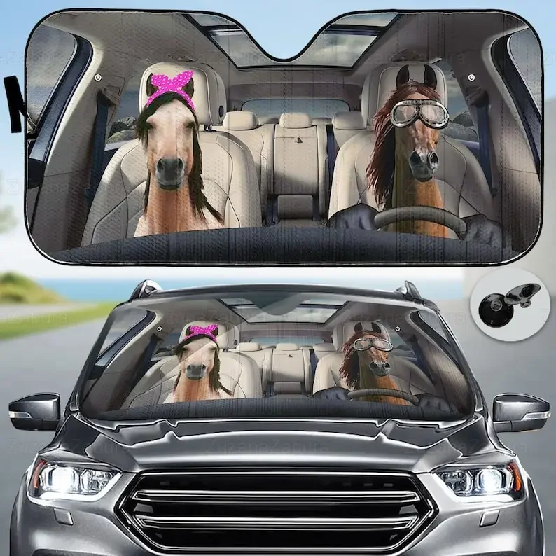 

Horse Car Sunshade,Cars Accessories,Animal Pattern Decoration, Auto Windshield Decoration,Horses Lover Gift, car Sun Protector