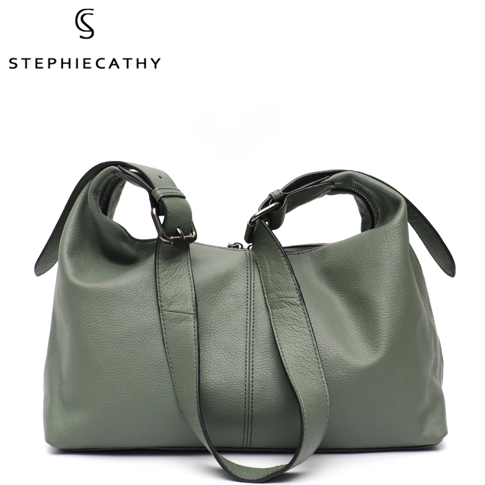 SC Luxury Women Cowhide Crossbody Bag Large Casual Shoulder Purse Wide Strap Handbag Female Daily 100% Genuine Leather Hobo Sack 1