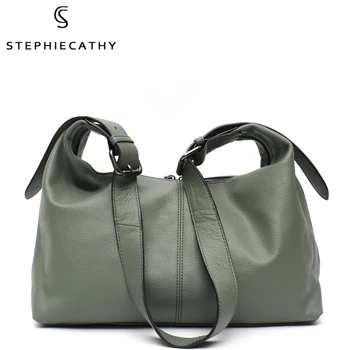 SC Luxury Women Cowhide Crossbody Bag Large Casual Shoulder Purse Wide Strap Handbag Female Daily 100% Genuine Leather Hobo Sack 1
