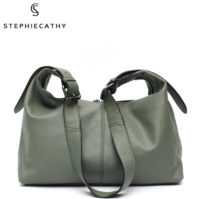 SC Luxury Women Cowhide Crossbody Bag Large Casual Shoulder Purse Wide Strap Handbag Female Daily 100% Genuine Leather Hobo Sack 1