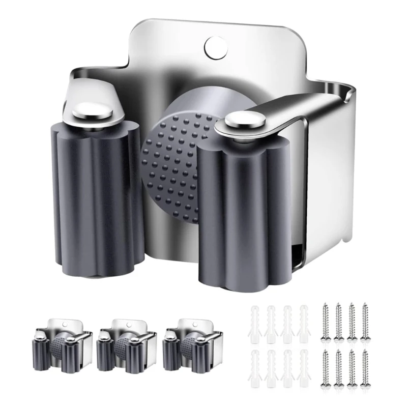 

4 шт., настенные захваты для метлы, держатель для швабры и метлы, самоклеящаяся вешалка для метлы и совка без сверления для сада