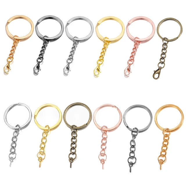 100 Pcs Split Round Keyrings with Chain Silver Color Alloy Keychain Rings  DIY Crafts Keychain Making Kits Easy to Use - AliExpress