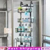 Over The Door Shower Caddy 5 Tier Rustproof Adjustable Organizer with 2 Toothbrush Holders 4 Hooks Space Saving Bathroom Shelf 1