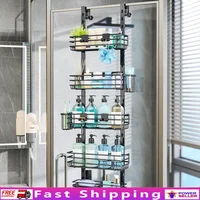 Over The Door Shower Caddy 5 Tier Rustproof Adjustable Organizer with 2 Toothbrush Holders 4 Hooks Space Saving Bathroom Shelf 1