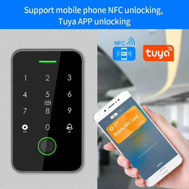 IP67 Waterproof Bluetooth Tuya APP Access  Control  System 13.56Mhz RFID Card Access Control Password Keyboard Door Lock 5