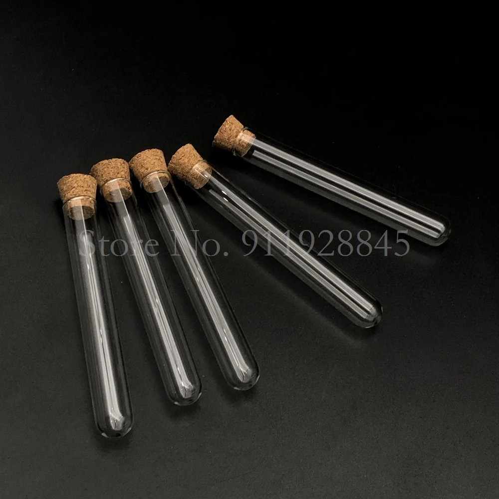 50 Pieces/Pack 20x200mm Lab Round Bottom Glass Test Tube with Cork