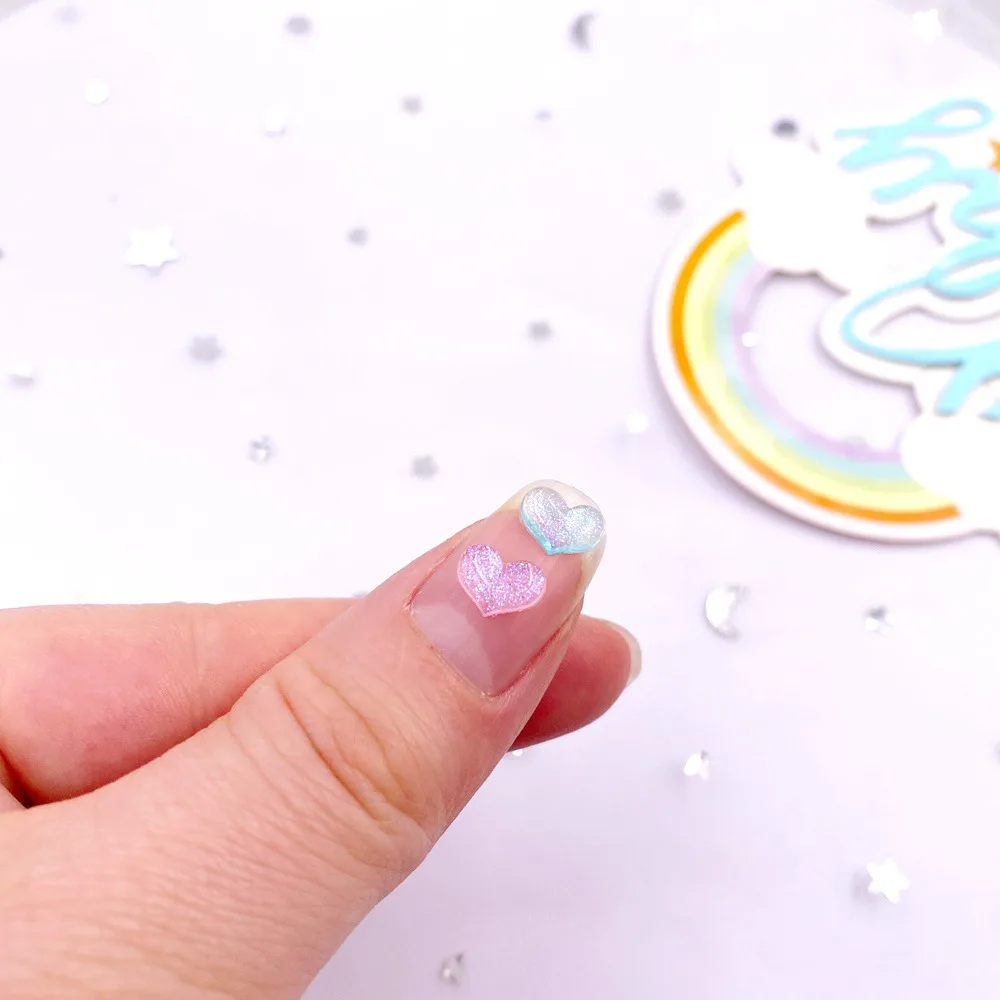미니 크리스탈 하트 보석 플랫백 네일 라인석 아트 아플리케, 다채로운 수지 글리터, DIY 웨딩 스크랩북 공예, SL76, 8mm, 100 개