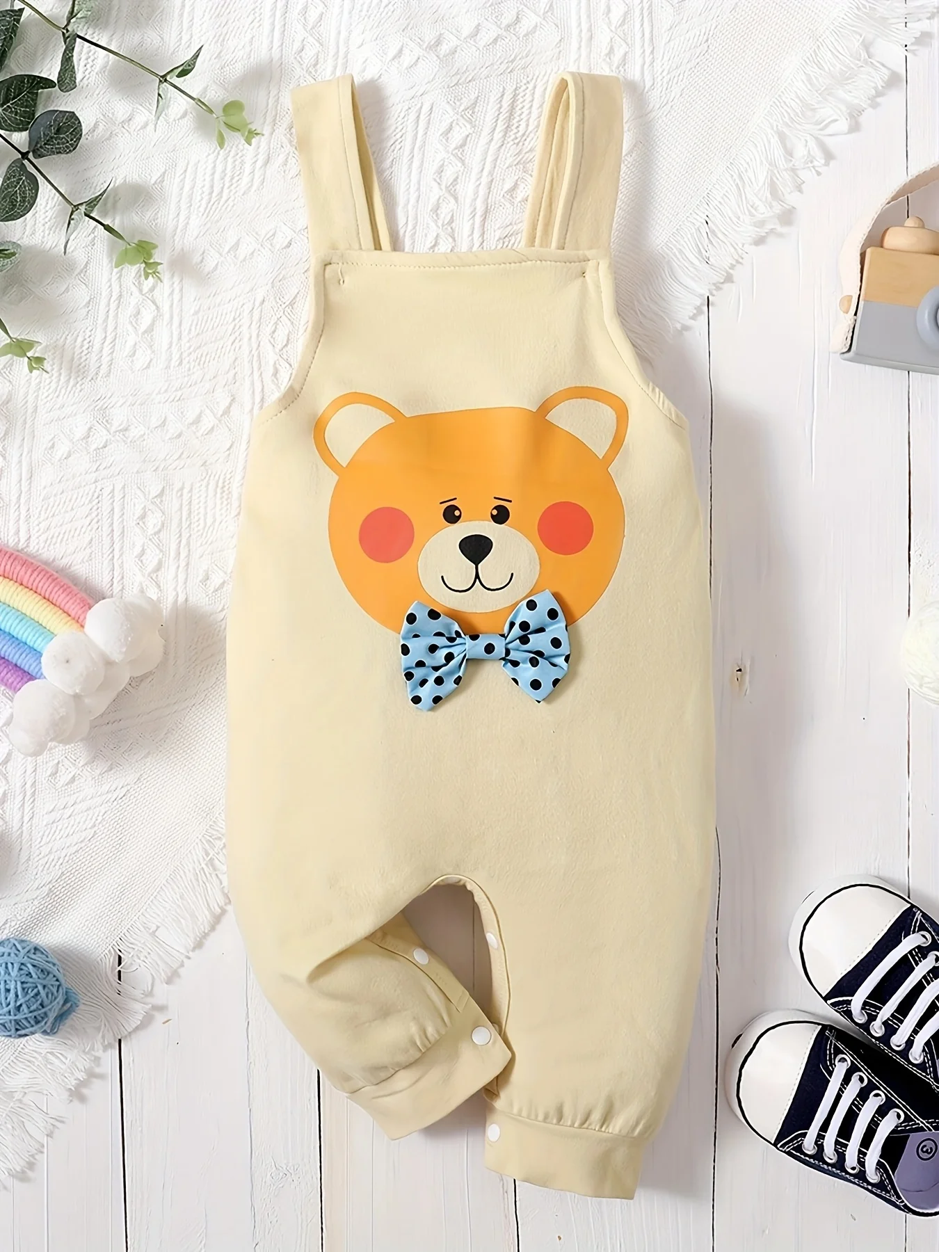 Fashion Summer Baby Boy&Girl Bear Print Overalls Jumpsuit Outfit for 0-2Y Newborn Infant Cross Back Suspender Pant Casual Outfit 1