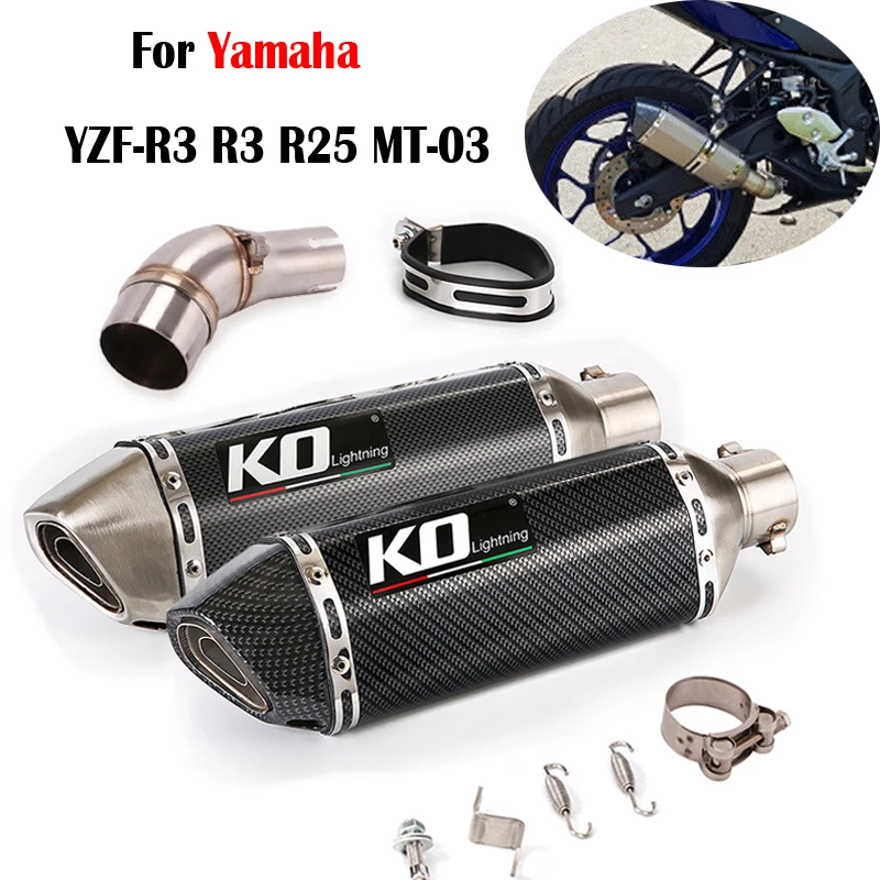 Motorcycle Exhaust System For Yamaha Yzf-R3 R3 R25 Mt-03 Muffler Tail Pipe 51Mm Connect Link Tube Stainless Steel Slip Db Killer