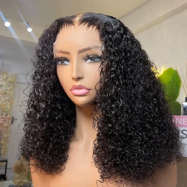 Perruque Bob Courte 8-14 Pouces Cheveux Humains Naturels Ondulés Profonds, Densité 200, Perruque Frontale Complète 13x4 HD Water Wave pour Femmes 1