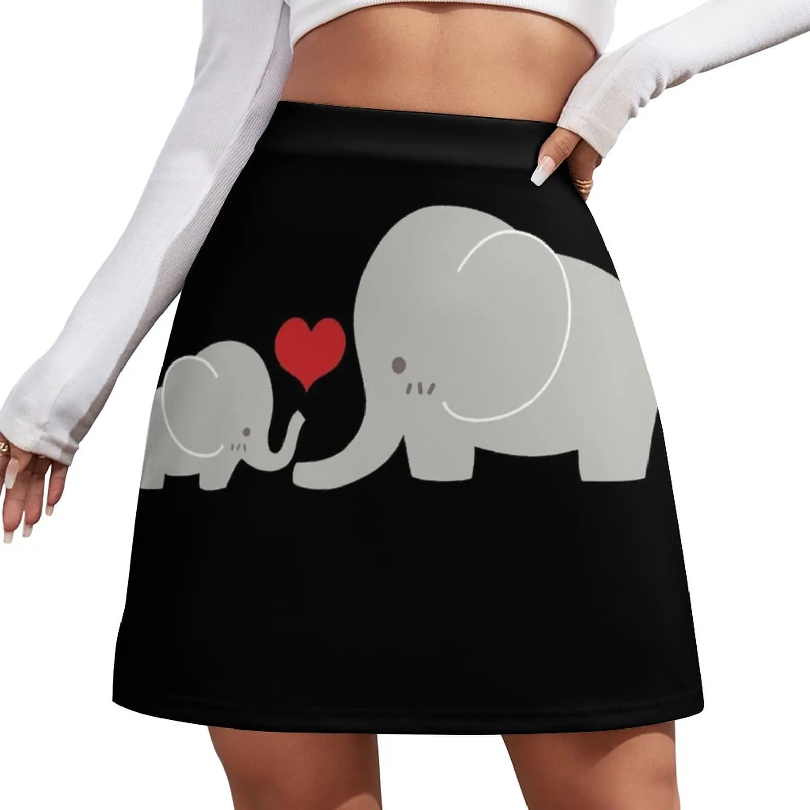 

Baby and parent elephant with heart Mini Skirt short skirt for women women's clothing trend 2023 School uniform Women skirts