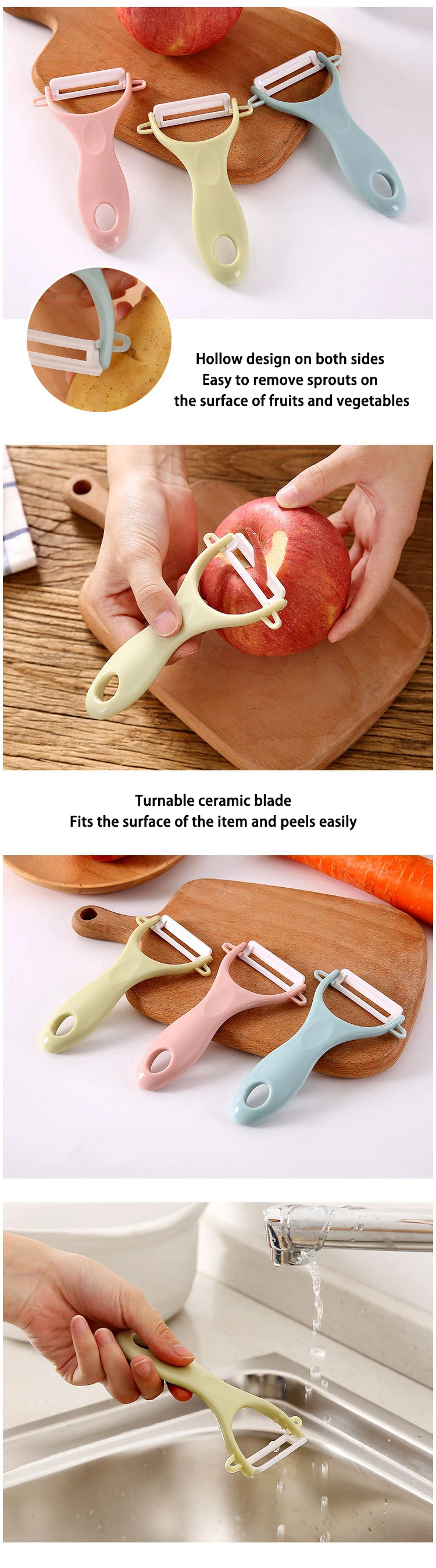 Description Picture 3 of itemCeramic Fruit Peeler Kitchen Multi-Function Planer Household Potato Peele Cucumber Carrot Grater