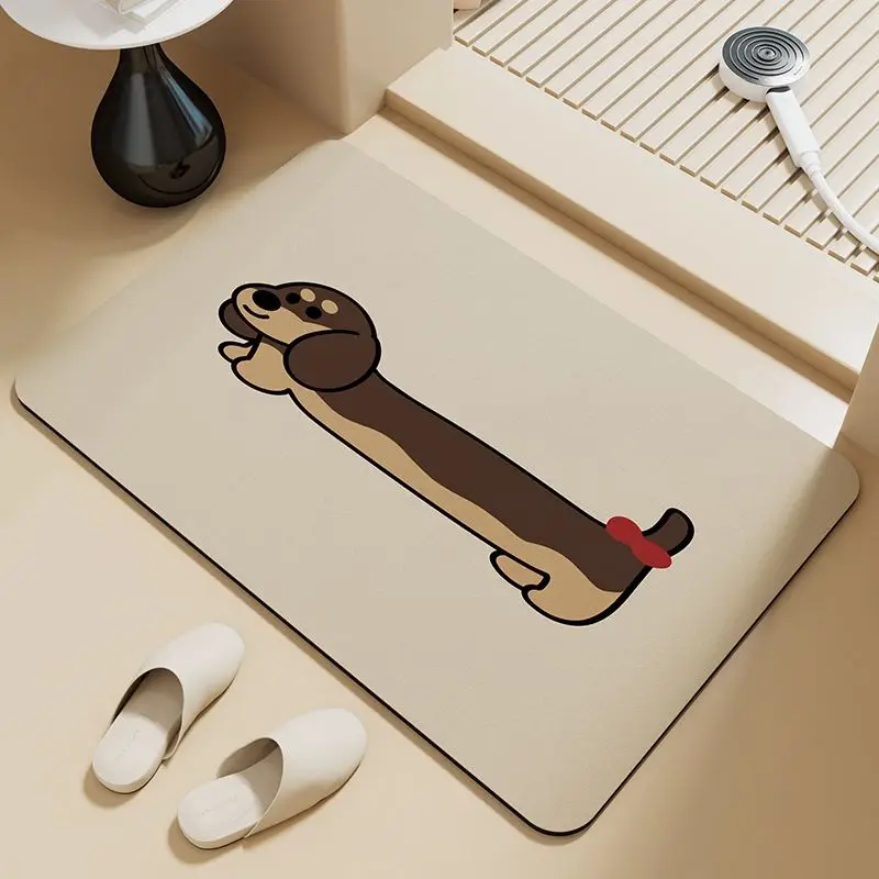 Tappetino assorbente per cuccioli bassotto, fango diatomee, porta del bagno, poggiapiedi, WC antiscivolo, porta del WC, simpatico poggiapiedi - immagine 6