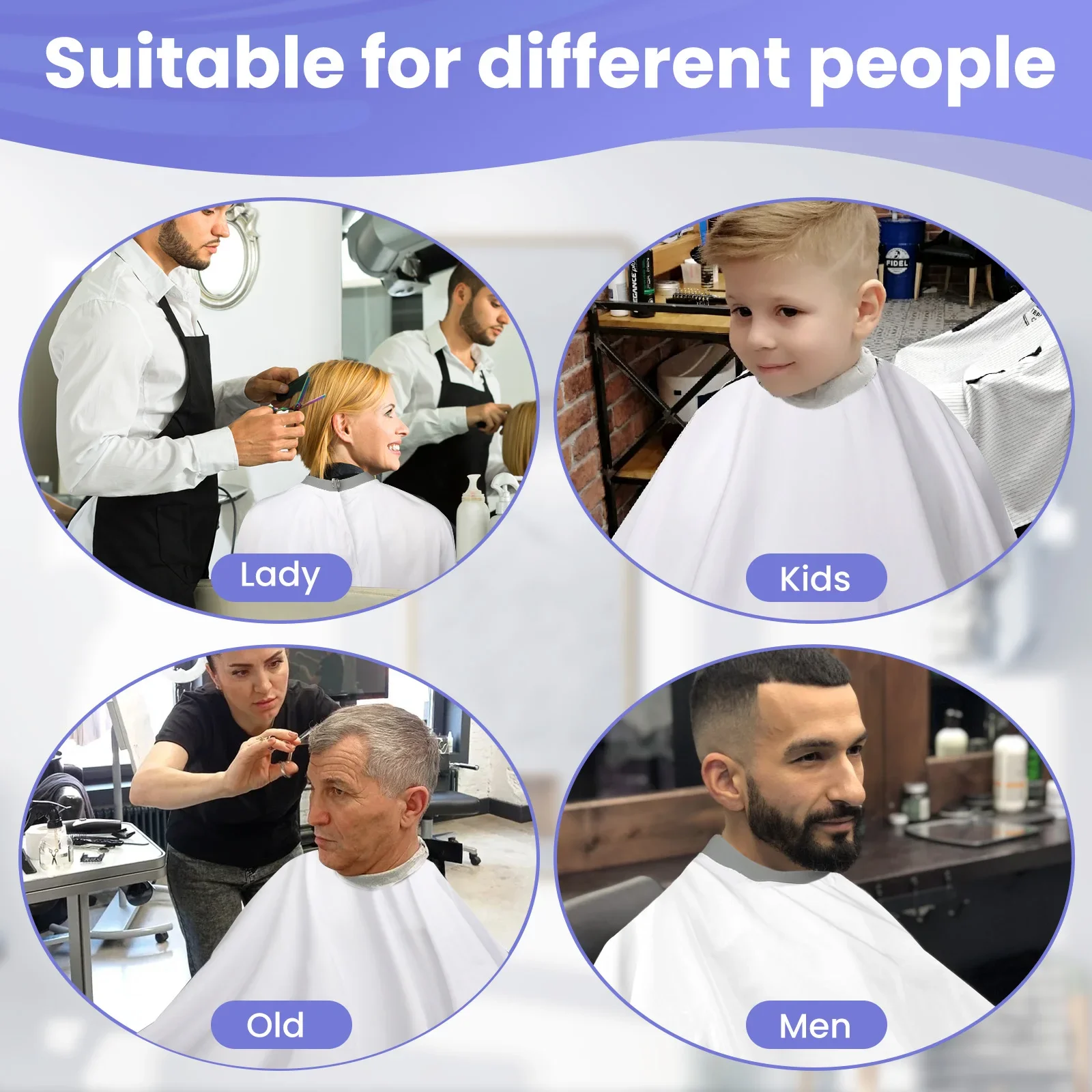 FnLune 블랙 화이트 실리콘 스카프 정전기 방지 미용사 앞치마 커팅 케이프 헤어 살롱 가운 앞치마 가게 이발사 앞치마 액세서리