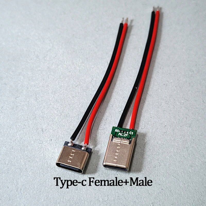 USB Type-C 마이크로 2핀 납땜형 남성 여성 플러그인 보드 고속 충전 소켓 USB-C 용접 와이어 커넥터 잭 테일 플러그