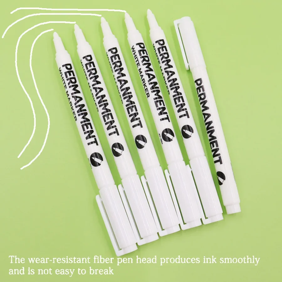 4/5/6pcs White Permanent Marker Pens Fine Tip Oil-Based Art Drawings on Wood Leather Graffiti Markers Stationery for Art Writing permanent marker pen,white marker pens,marker pens,permanent marker,permanent markers,markers pen,art markers,art marker pen