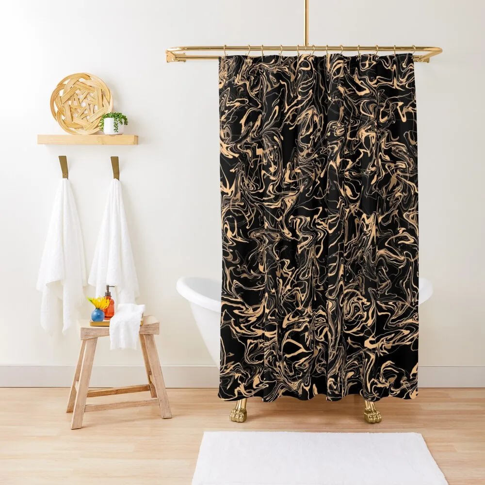 

Marbled Orange on Black Shower Curtain Bathtub Modern Showers For Bathroom Bathroom Deco For Bathrooms Curtain