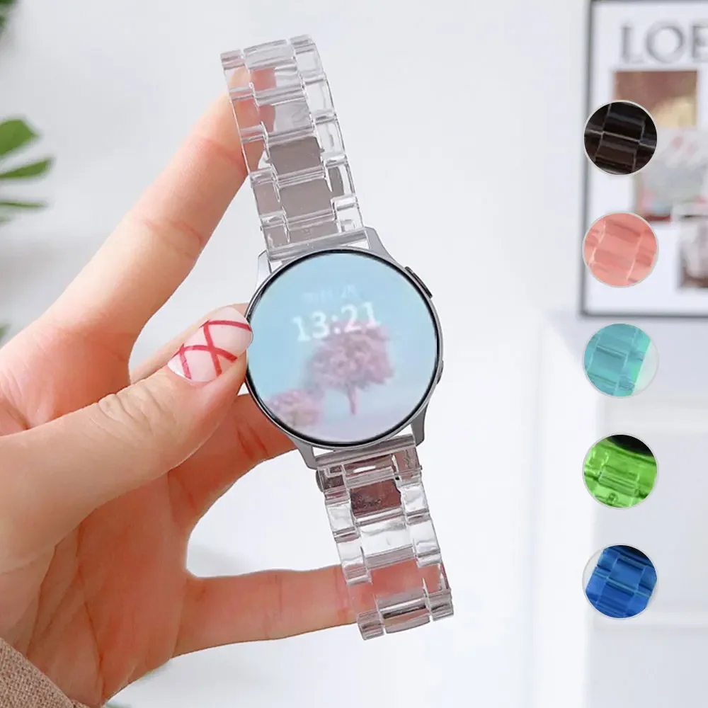 Crystal Clear Glacier Link Bracelet - Premium Transparent Strap, 20mm/22mm