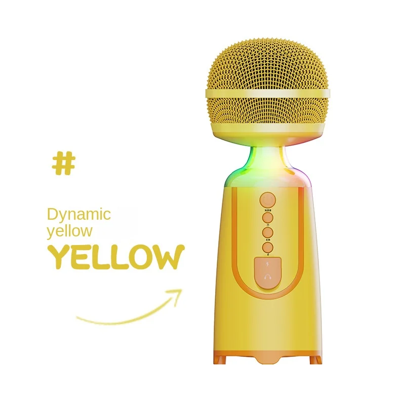 MAILANGSHI T3 Children's Hand-Held Microphone K Song, Host Wireless Small Microphone Glass Dazzling Light Multi-Function Speaker