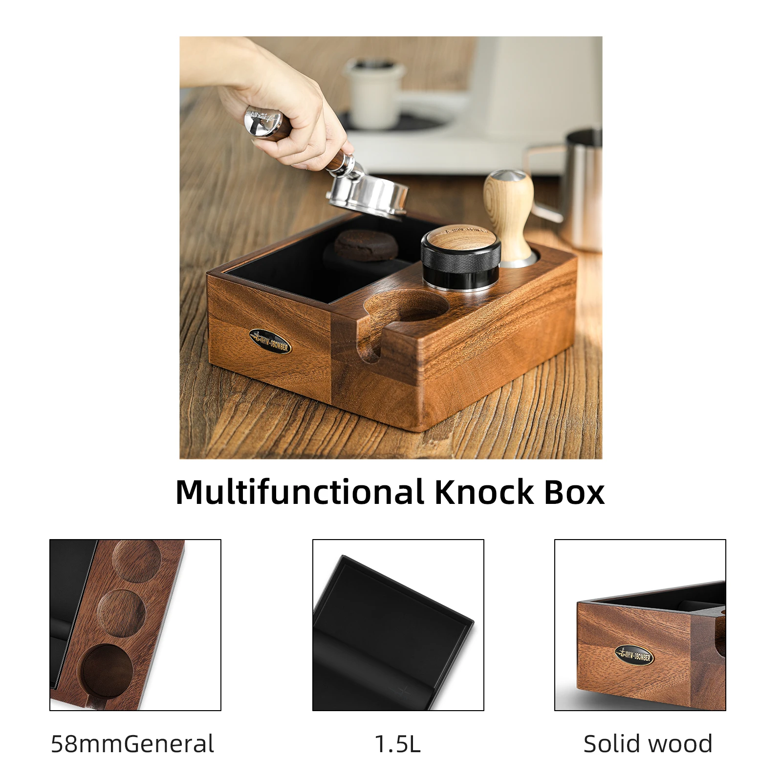 Espresso Wooden Stand Knock Silicone Espresso Knock Box Antislip