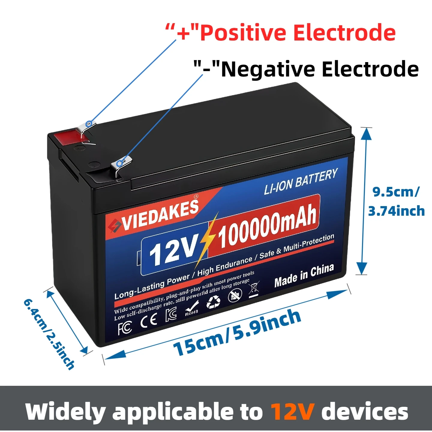 Low Self-Discharge 12v lifepo4 battery 100Ah - Rechargeable Power for RV Solar S