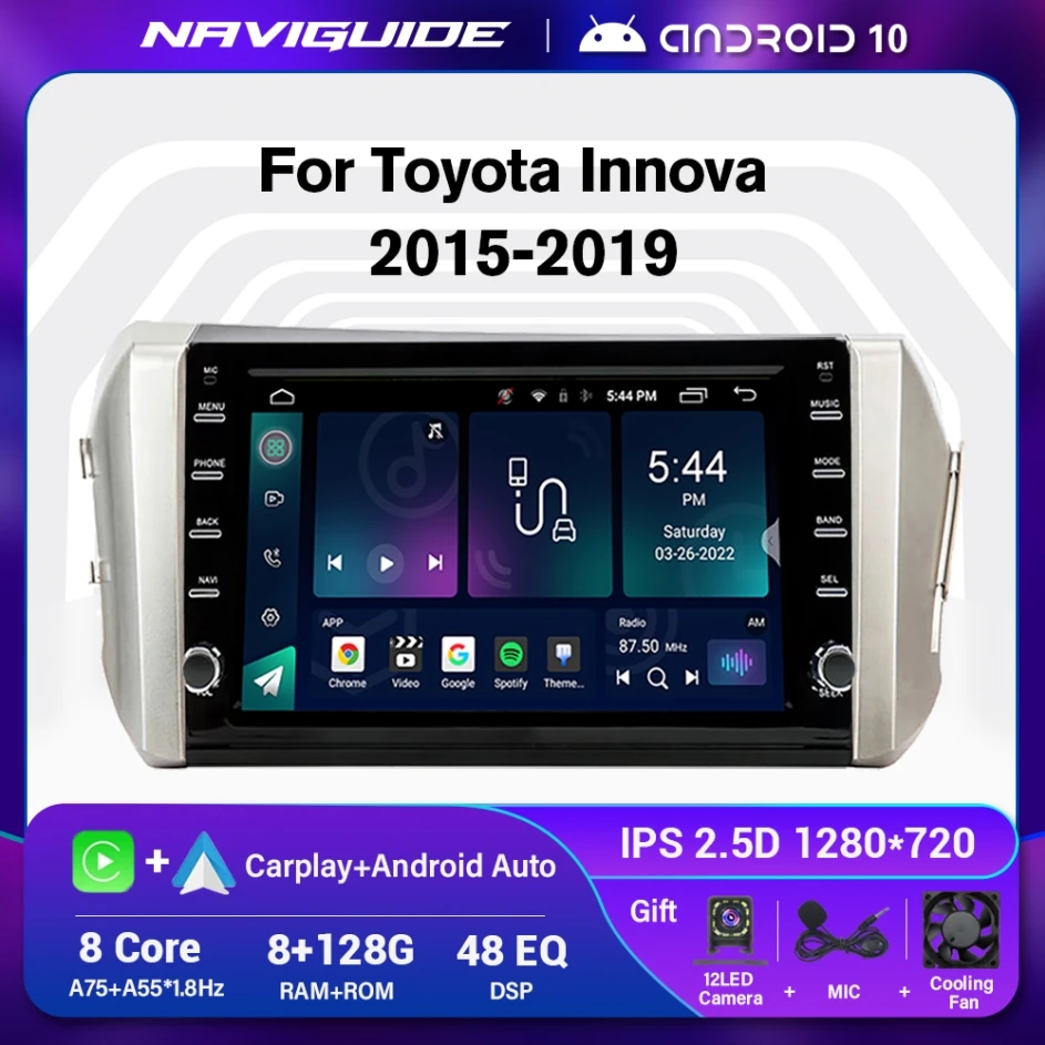 

2 Din Android 10 Car Radio For Toyota Innova LHD 2015-2017 Multimedia Stereo Receiver CarPlayer Navigation GPS Head Unit No DVD